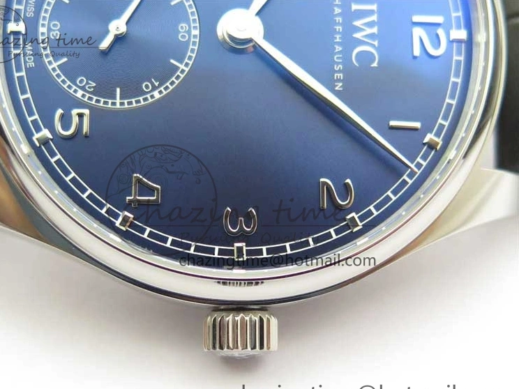 MIROTIME 0519 TimelessDesign Portuguese IW358304 ZF 1:1 Best Edition SS Blue Dial on Leather Strap A 7078